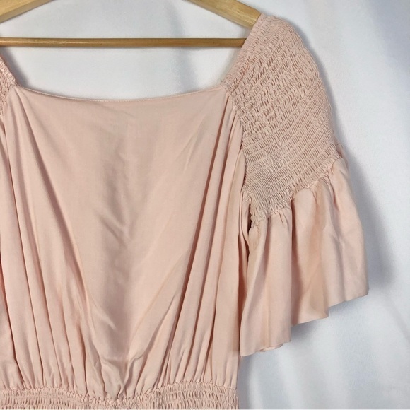 Free People Sam Light Pink Smocked Short Sleeve Mini Dress S - Picture 5 of 5